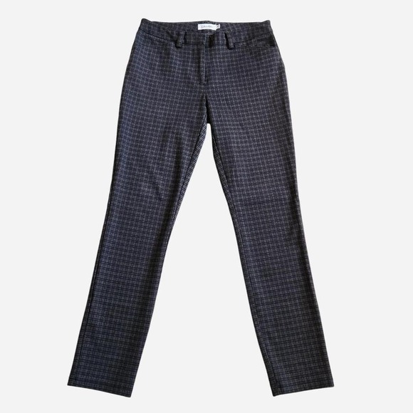 Calvin Klein Pants - Calvin Klein grey plaid straight leg career trousers with pockets
